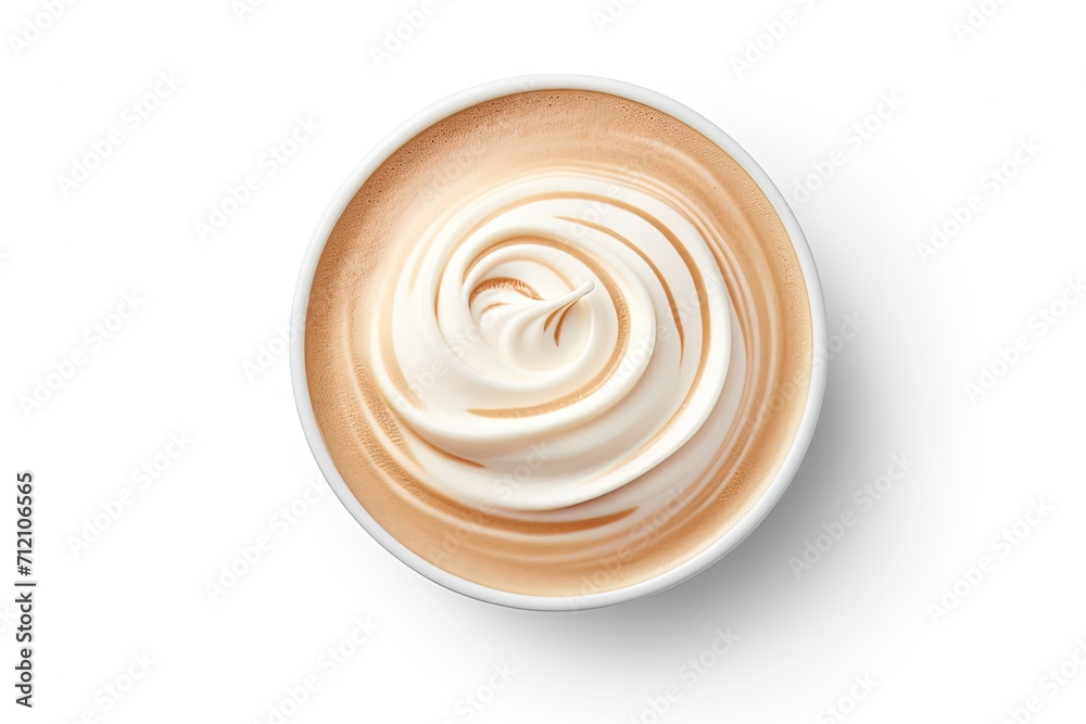 Sticker cappuccino foam on white background with clipping path