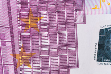 Fragment of a five hundred euro banknote. High resolution photo.