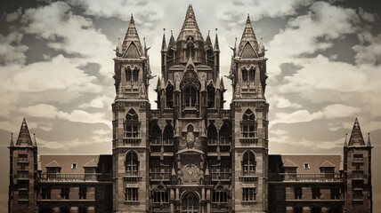 Fototapeta na wymiar Gothic Style Hospital Tower A gothic style depiction