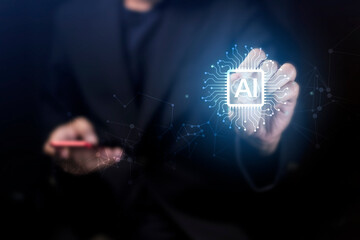 Ai technology, Artificial Intelligence. man using technology smart robot AI, artificial...