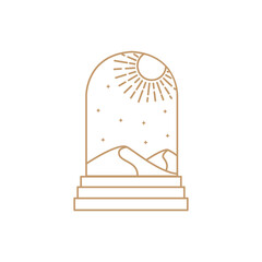 desert sunburst logo design icon vector