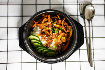 Rice And Stir Fried Pork With Korean Sauce