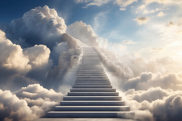 stairs with many clouds in the sky