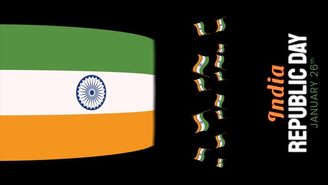 Republic Day Glory: India's Tricolor Waves in Majestic Celebration, Experience the grandeur of India's Republic Day with our stock video. The vibrant tricolor flag waves majestically.