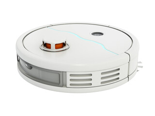 Robot vacuum cleaner isolated on transparent background. 3D illustration