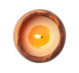 Wooden candle isolated on transaprent background, top view