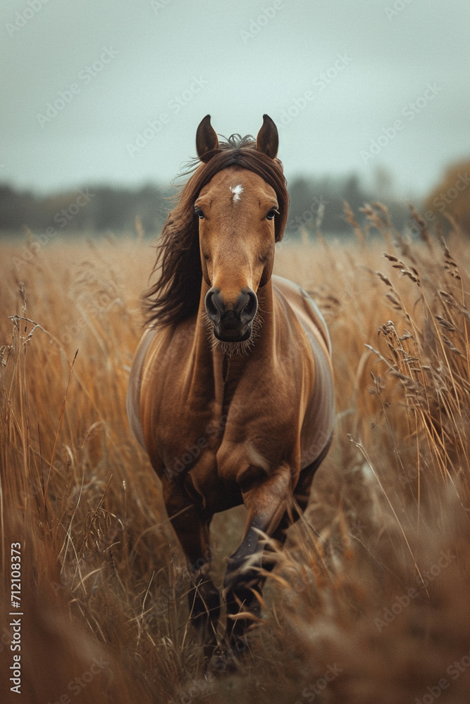 Poster A wild horse running free across an open field, symbolizing unrestrained passion and freedom