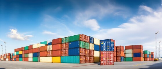 Fototapeta premium Towering Cascades of Color, A Mesmerizing Symphony of Stacked Containers