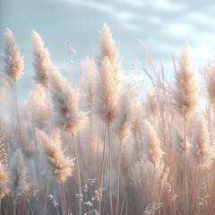 Realistic pampas grass outdoor in light pastel colors
