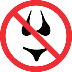 No bikini sign. Forbidden signs and symbols.
