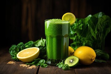 Green smoothie made with fresh ingredients