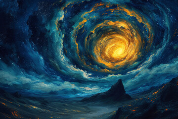 A dream where the night sky is a canvas, and the stars are painted in vivid, swirling colors.