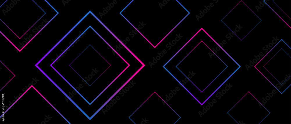 Poster Abstract business presentation design with Blue and Pink geometric square lines. Gradient with Colorful rotated lines. luxury gradient geometric random chaotic lines with many squares.