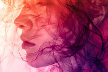 Fototapeta premium An abstract art of ethereal double exposure portrait symbolizing the flourishing of femininity