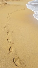 A person walking on a beach