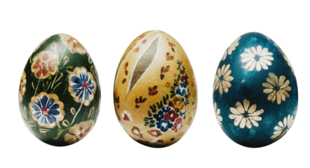 Hand painted Easter eggs - isolated on transparent background