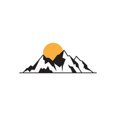 sunset mount logo design icon vector