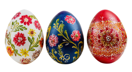 Hand painted Easter eggs - isolated on transparent background
