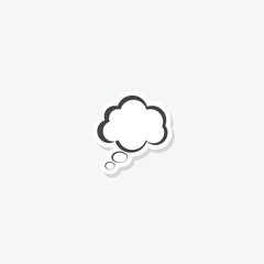 Thought cloud icon sticker isolated on gray background