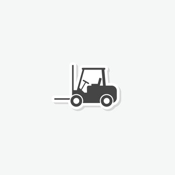  Forklift icon sticker isolated on gray background