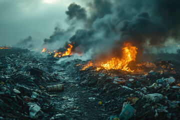Fototapeta premium The pollution that comes from trash burning.