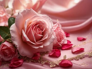 Silken Florals: Roses Draped in Soft Pink Elegance