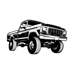 1979 Ford F150 Pickup Truck, Muscle car, Classic Truck car, Stencil, Silhouette, Vector Clip Art for tshirt and emblem © Natalya