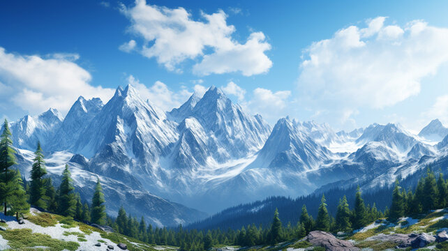 Photo Realistic Majestic Rocky Mountain Range