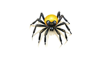 a black and yellow spider, no background, white background