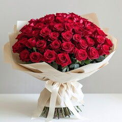 A captivating bouquet featuring 52 red roses