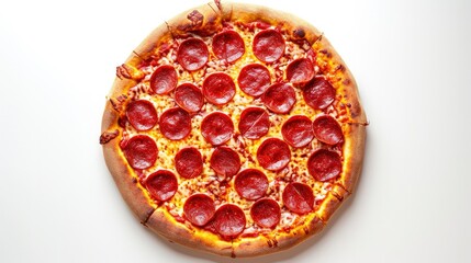 A pizza on white background. top view