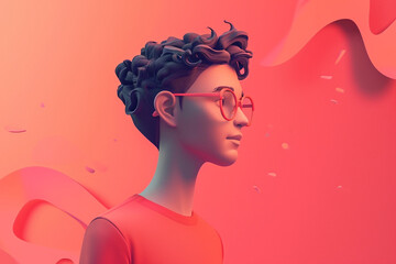 Human portrait game background style 3d stylish illustration