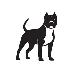 Silhouetted Strength: A Striking Array of Pitbull Shadows Displaying the Powerful Build of this Dog - Dog Silhouette - Pitbull Vector
