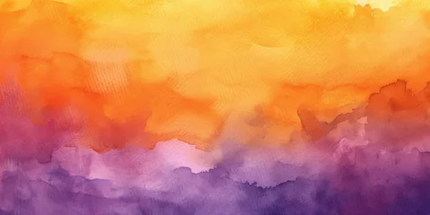 Fotobehang abstract watercolor background sunset sky orange purple © MdKamrul