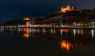 Festung Marienberg W&uuml;rzburg bei Nacht