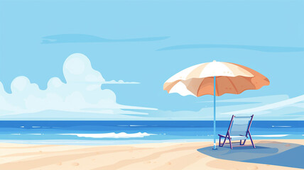 Fototapeta na wymiar Flat Illustration Minimalist Beach Scene A flat design sky