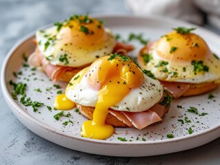 Classic eggs benedict on a minimalist plate