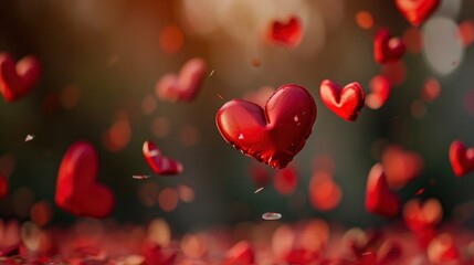 Obraz premium close up red heart pattern valentines day