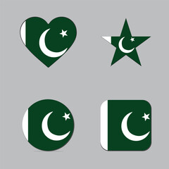 Obraz premium flag of Pakistan in different shapes and styles vector eps