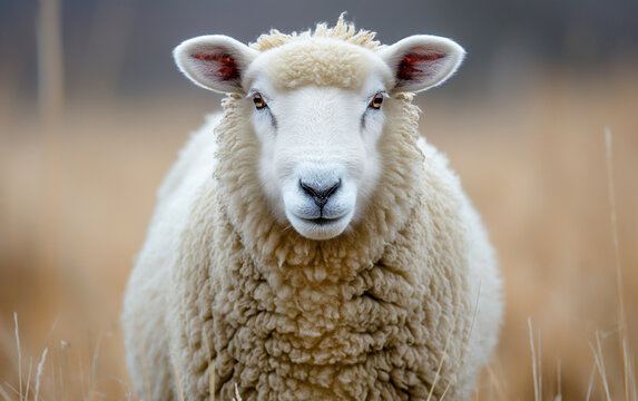 Sheep in the farm close up face. Generative AI