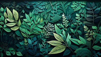 Papercut Style Layered Forest Leaves An intricate