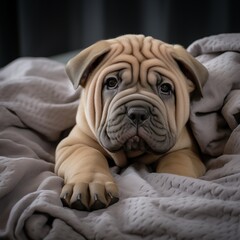 shar-pei in bed