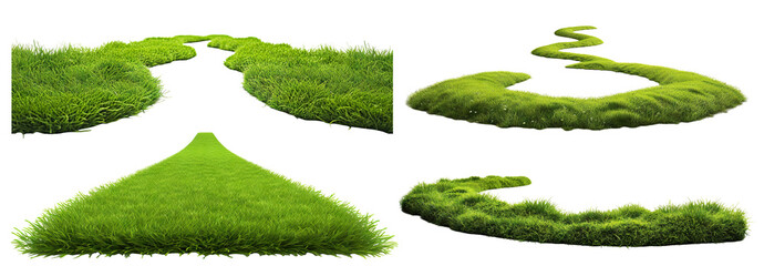 Set of green lawns cut out