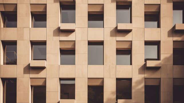 Architectural elegance: closeup of a contemporary building facade with striking textures and patterns