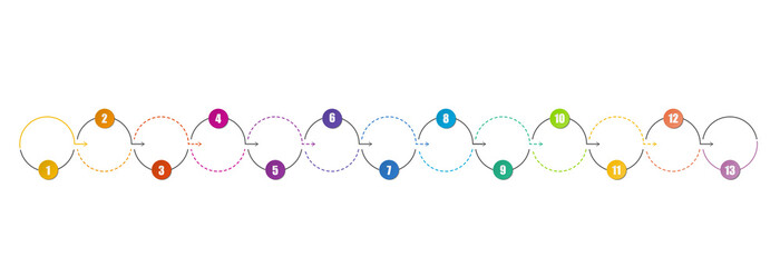 Infographic process design 13 options or steps.