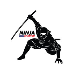 Ninja warrior silhouette vector illustration design © jon studio