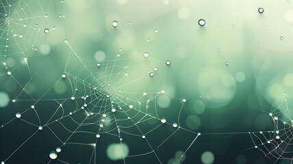 Vector Illustration Dewdrops on Spiderweb A minimalist