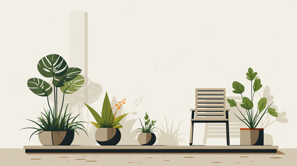Vector Illustration Minimalist Urban Garden A sleek