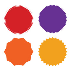 Starburst sticker collection. Set of 4 special offer sale oval shaped sunburst labels and badges.