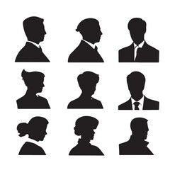 set of bussiness man and women silhouette isolated on white background